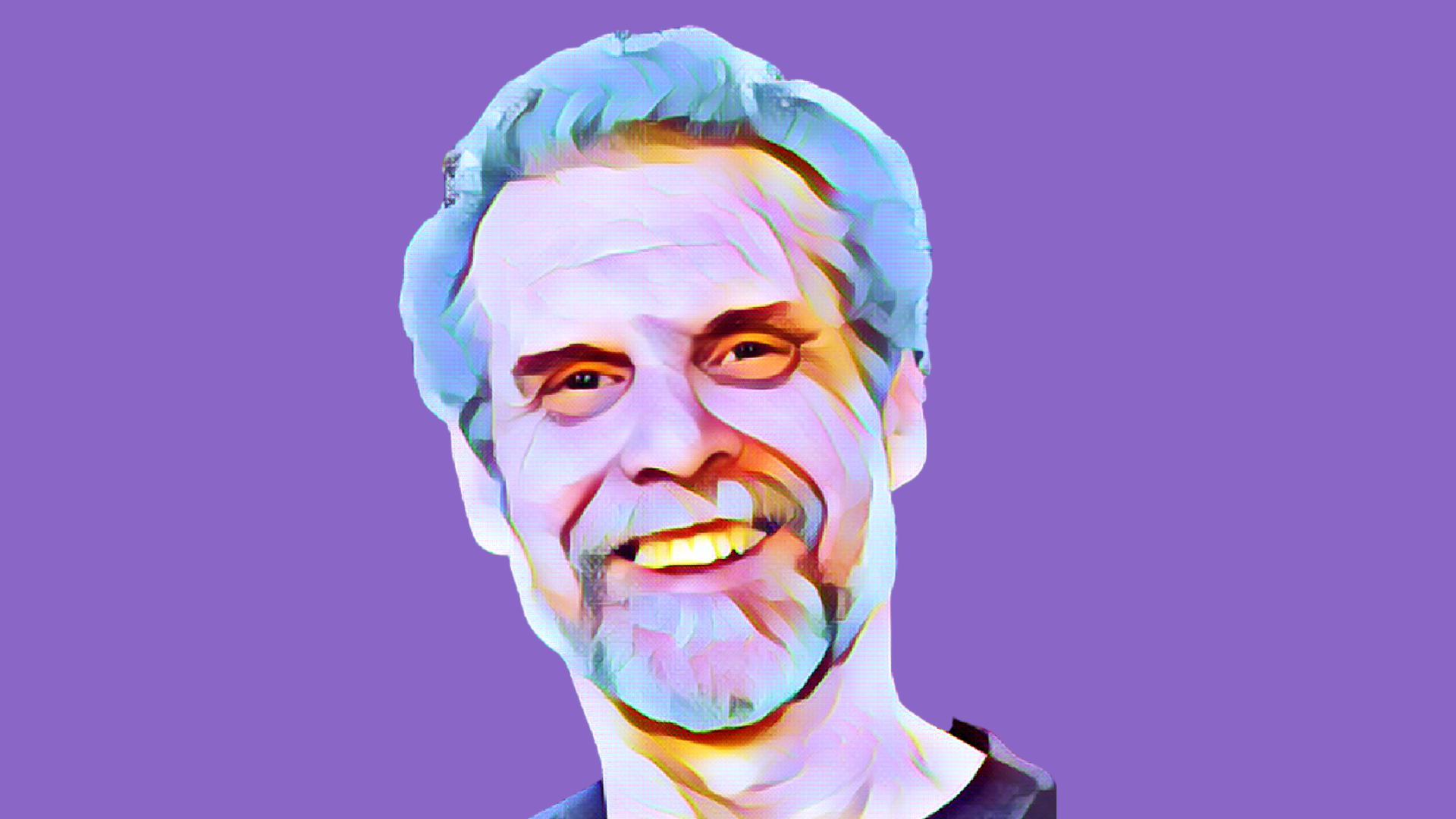 Daniel Goleman animated on a purple background